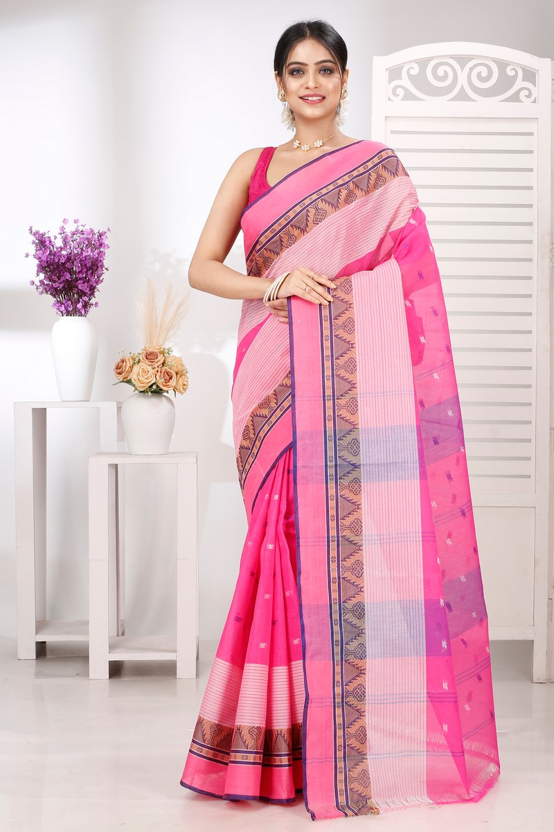 Pink Pure Cotton Suto Tant Saree (5265)