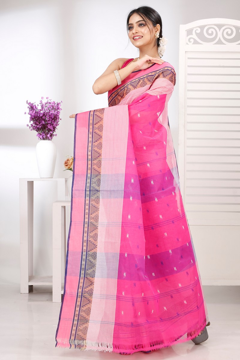 Pink Pure Cotton Suto Tant Saree (5265)