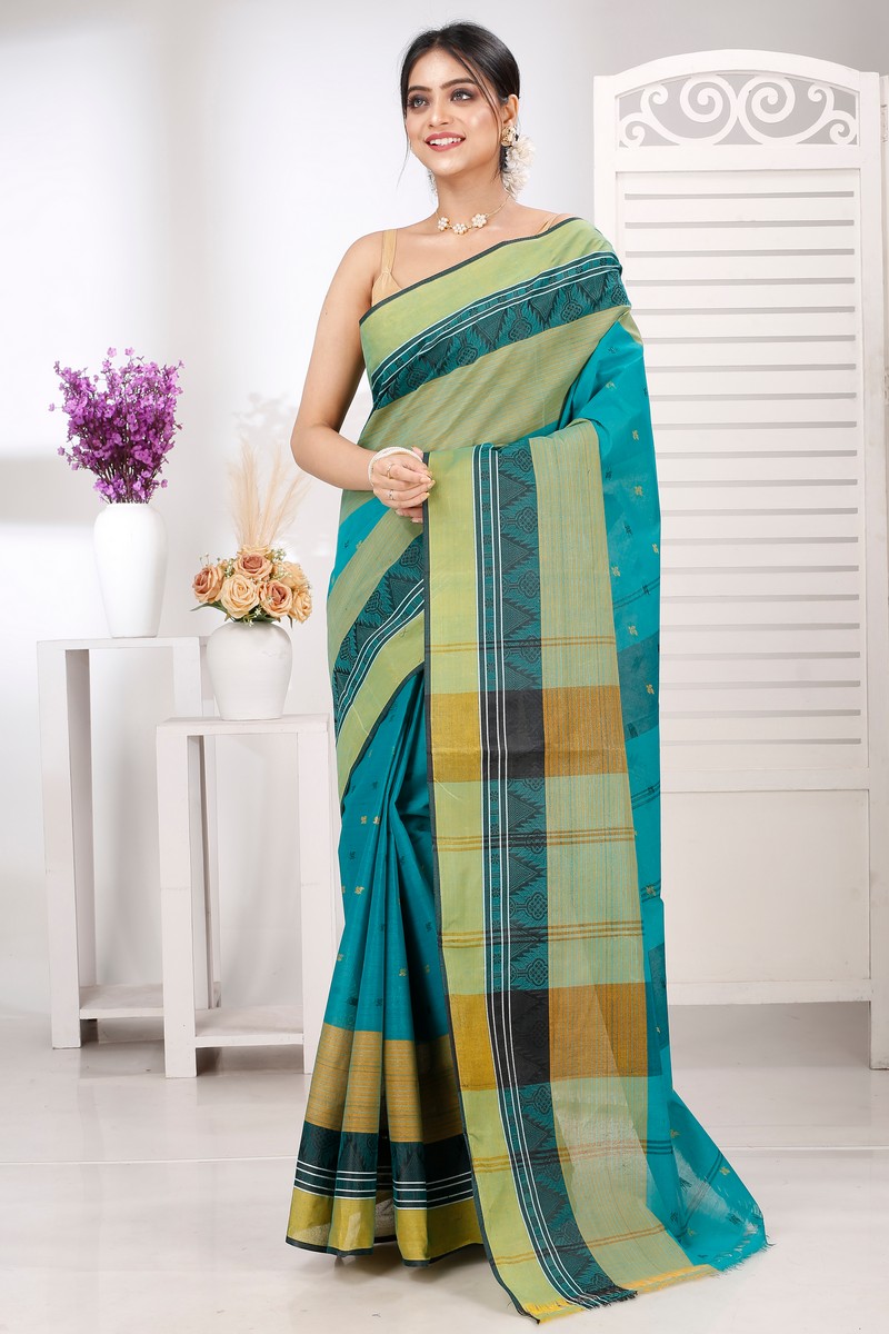 Green Pure Cotton Suto Tant Saree (5267)
