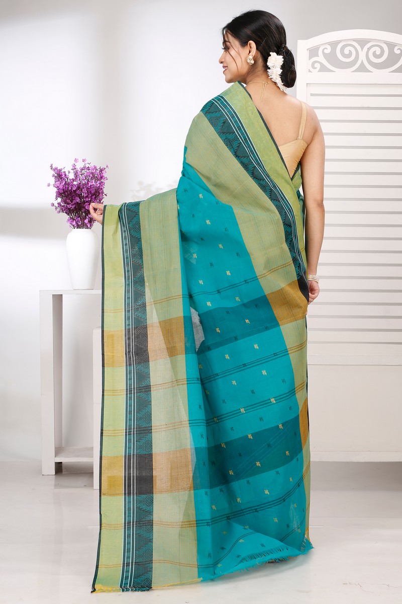 Green Pure Cotton Suto Tant Saree (5267)
