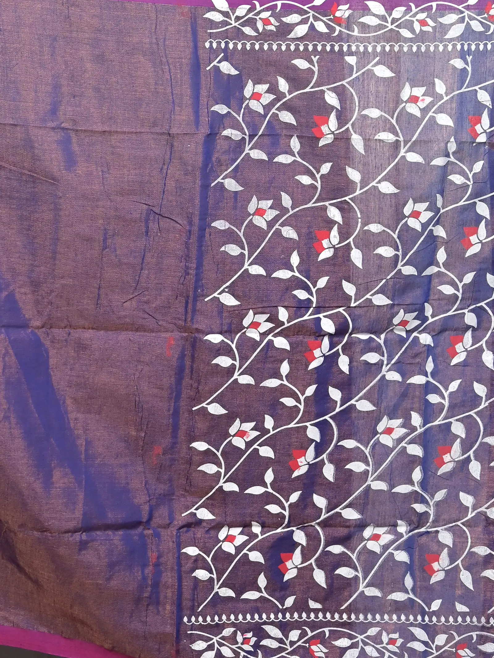 Violet Cotton Parbun Handloom Saree  (53)
