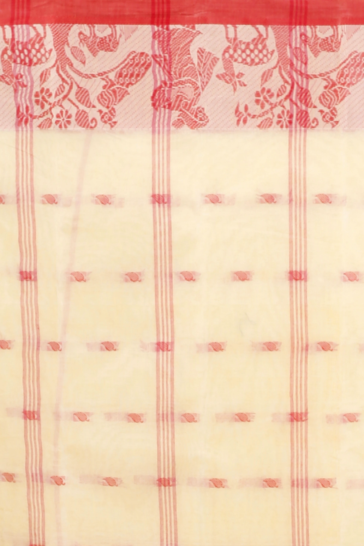 Off-White Pure Cotton ParSakuntala Tant Saree (533)