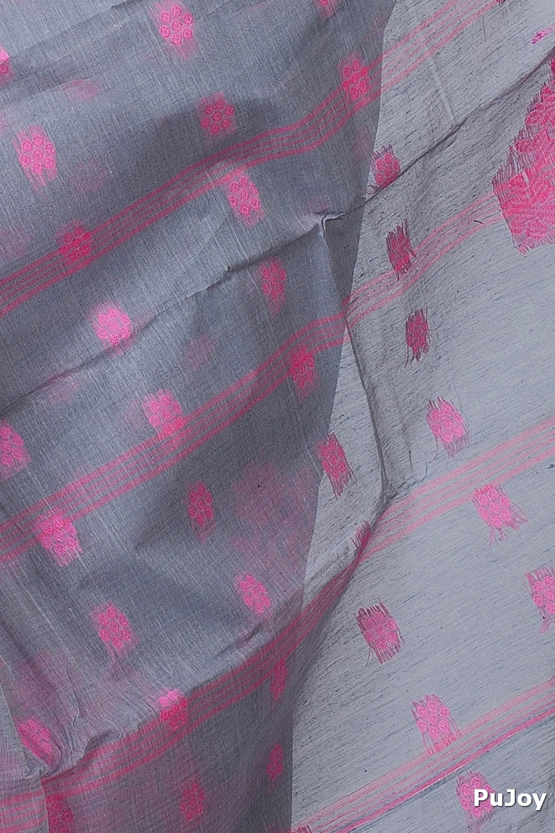 Grey Pure Cotton Botgach Tant Saree (537)