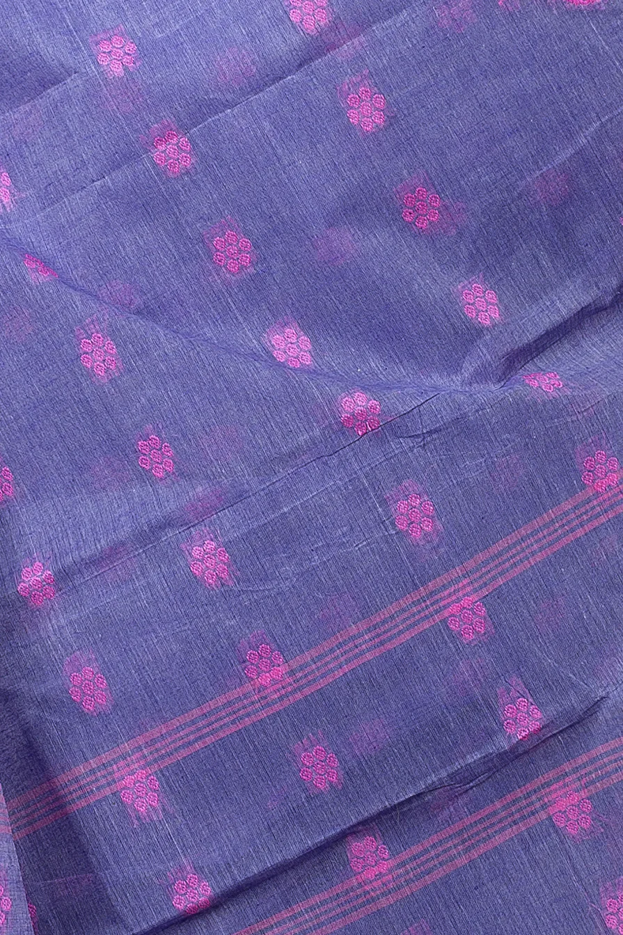 Light Blue Pure Cotton Botgach Tant Saree (538)