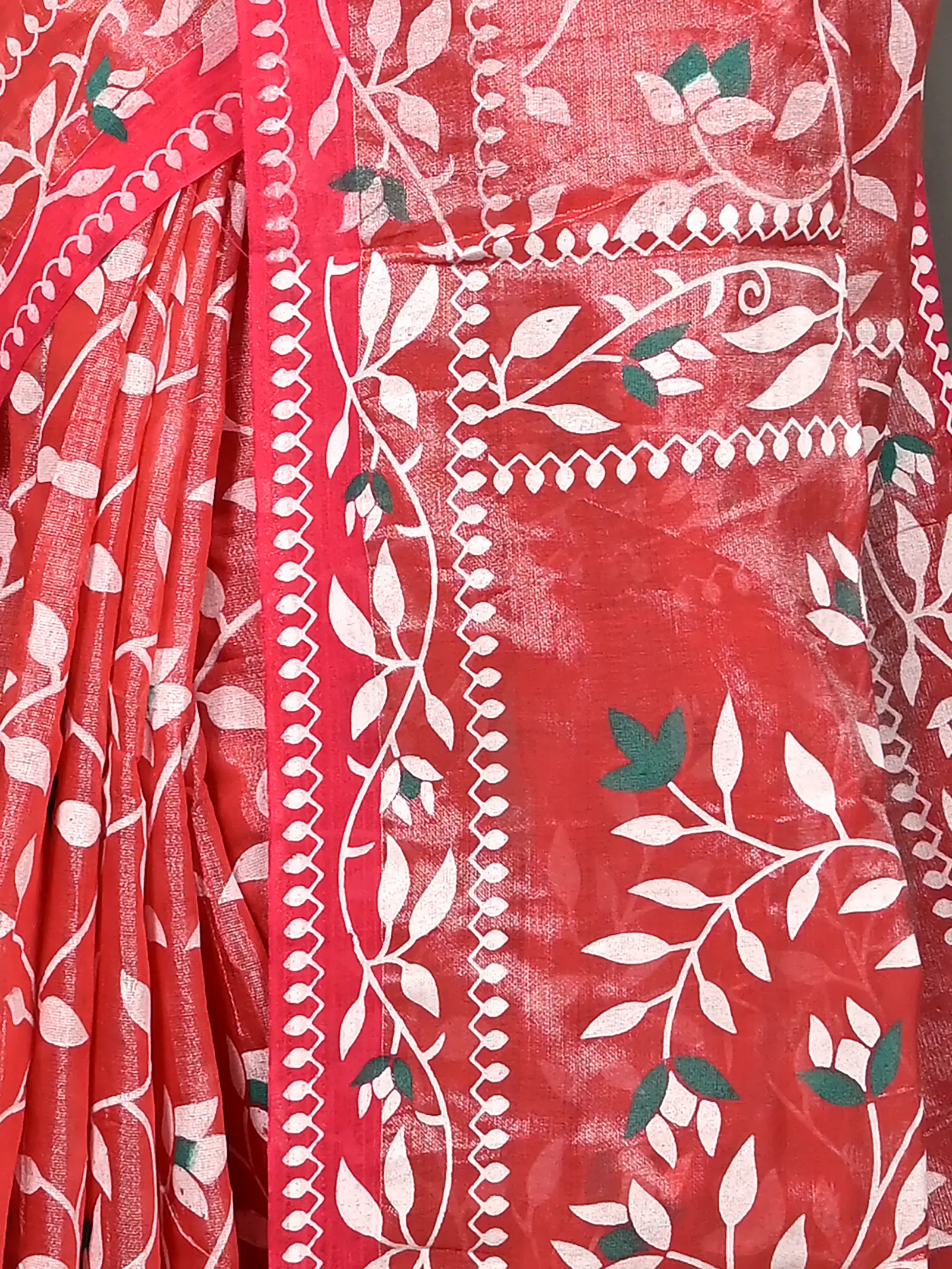 Red Cotton Parbun Handloom Saree  (54)