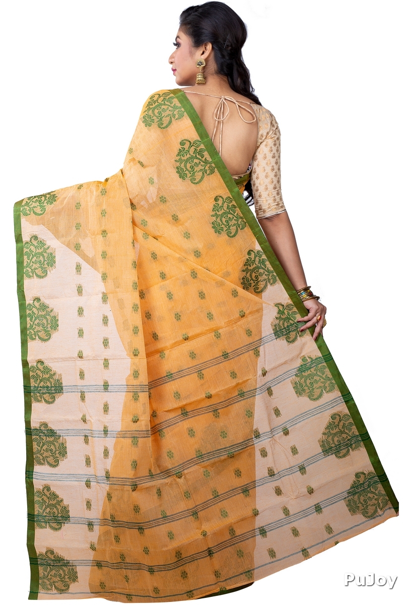 Light Yellow Pure Cotton Botgach Tant Saree (540)