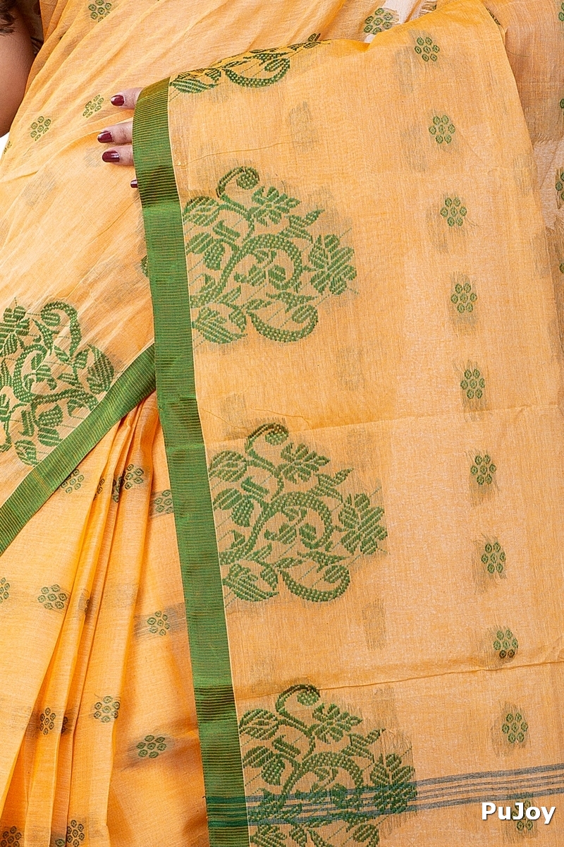Light Yellow Pure Cotton Botgach Tant Saree (540)