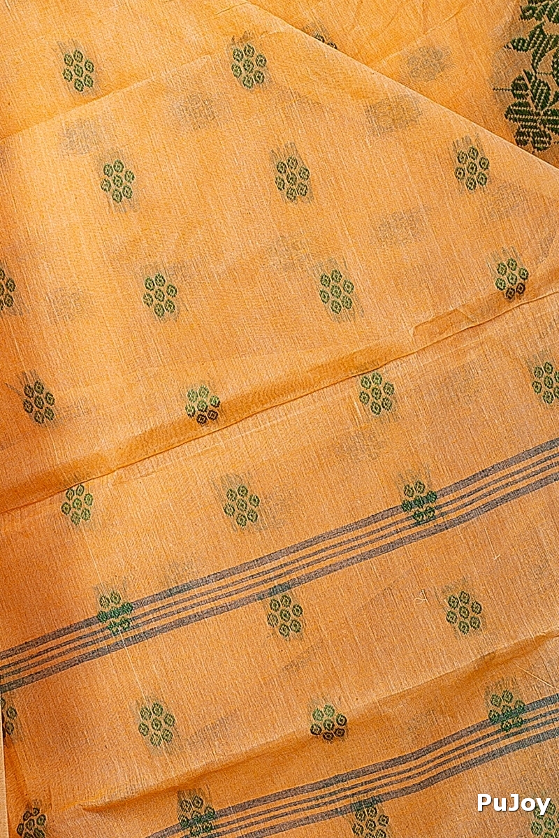 Light Yellow Pure Cotton Botgach Tant Saree (540)