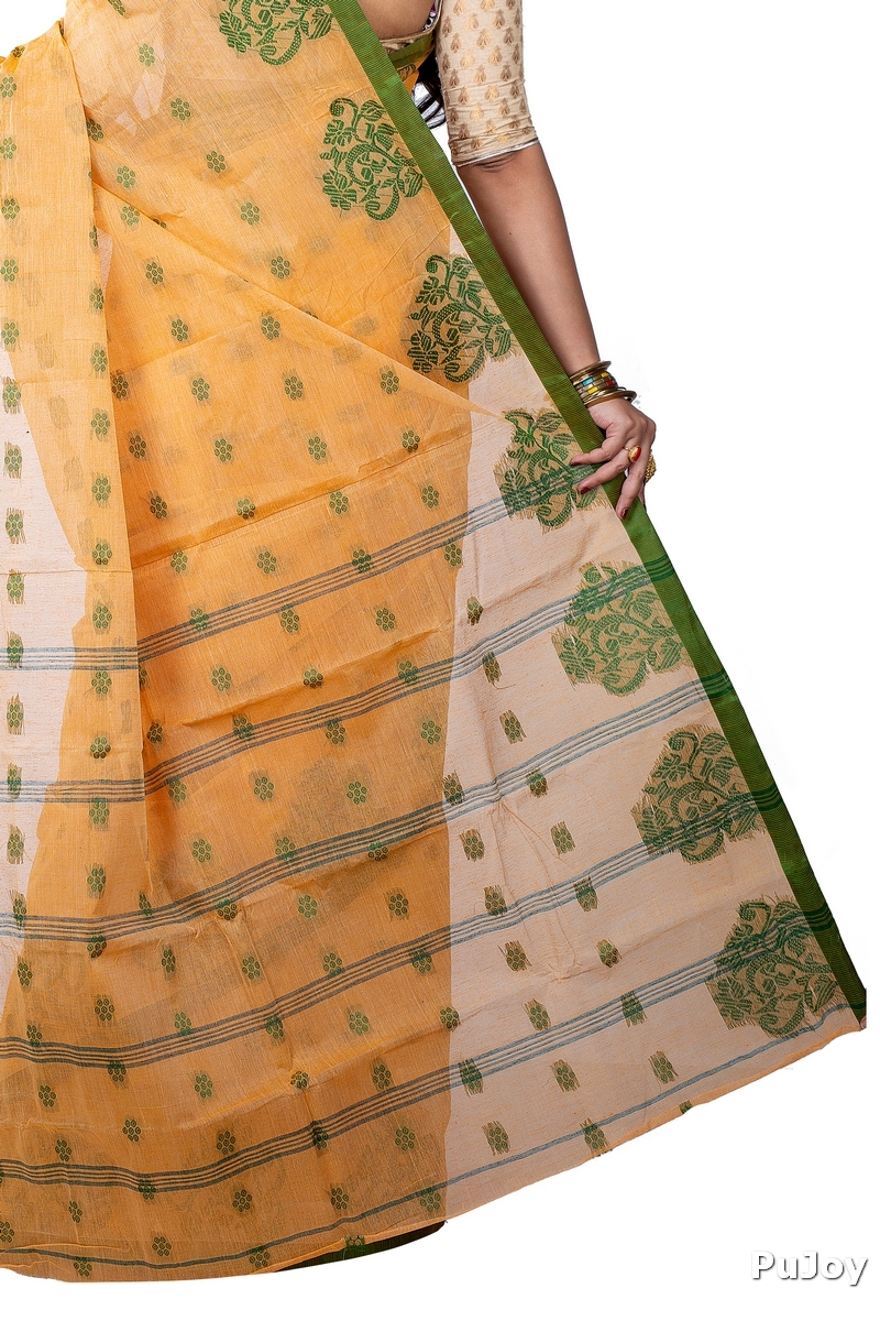 Light Yellow Pure Cotton Botgach Tant Saree (540)