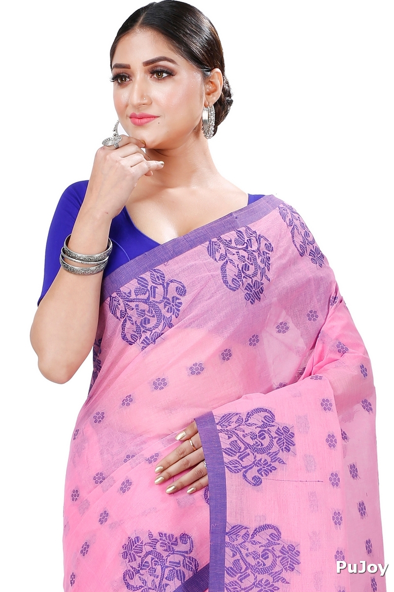 Pink Pure Cotton Botgach Tant Saree (543)