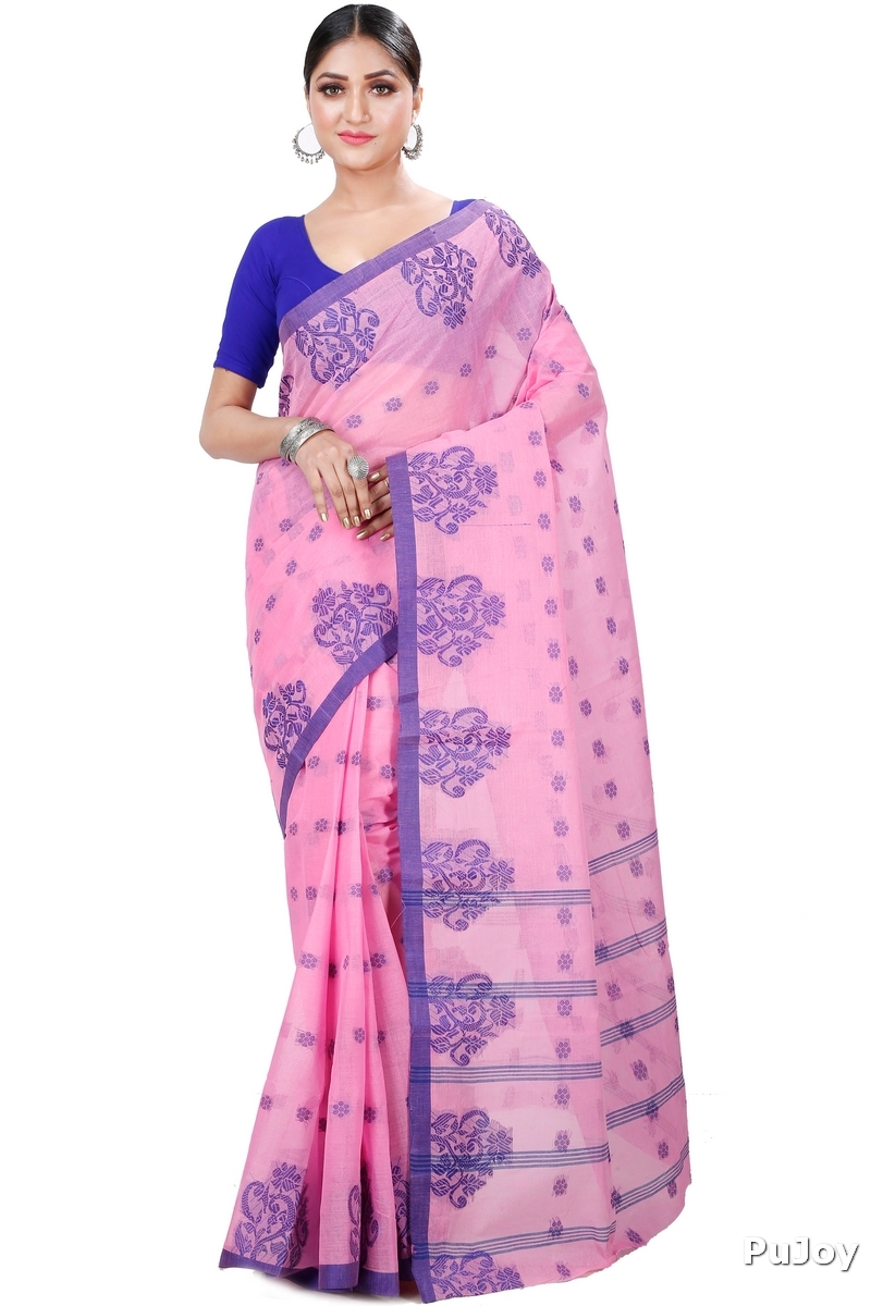 Pink Pure Cotton Botgach Tant Saree (543)