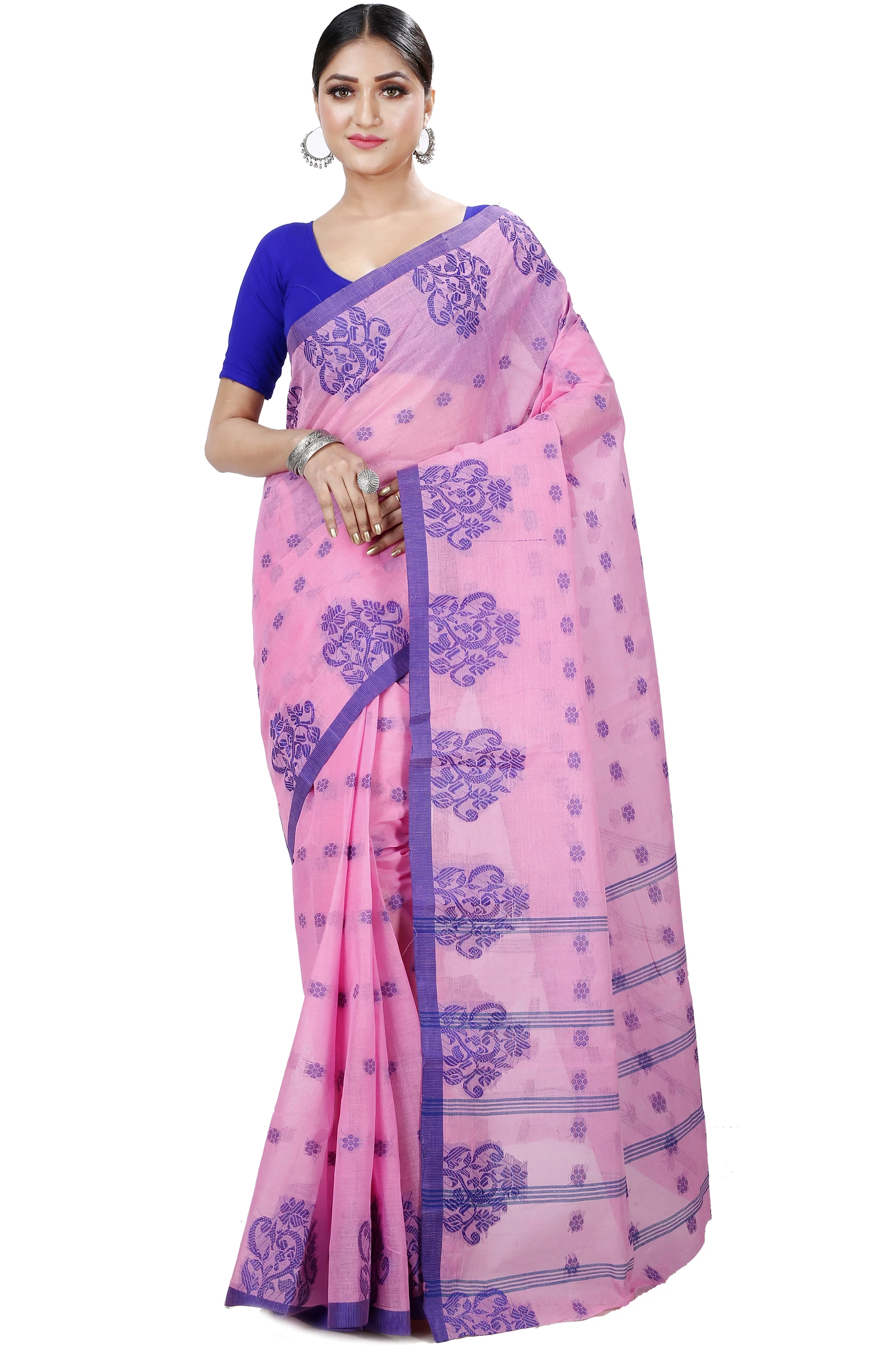 Pink Pure Cotton Botgach Tant Saree (543)