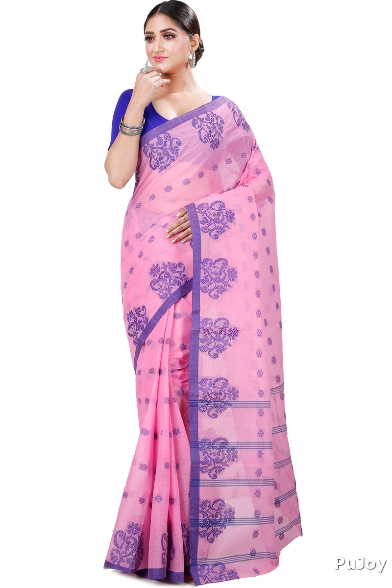 Pink Pure Cotton Botgach Tant Saree (543)