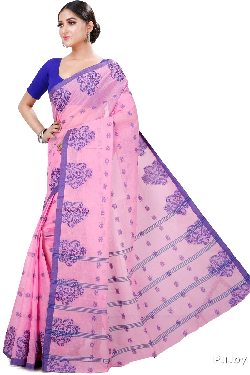 Pink Pure Cotton Botgach Tant Saree (543)