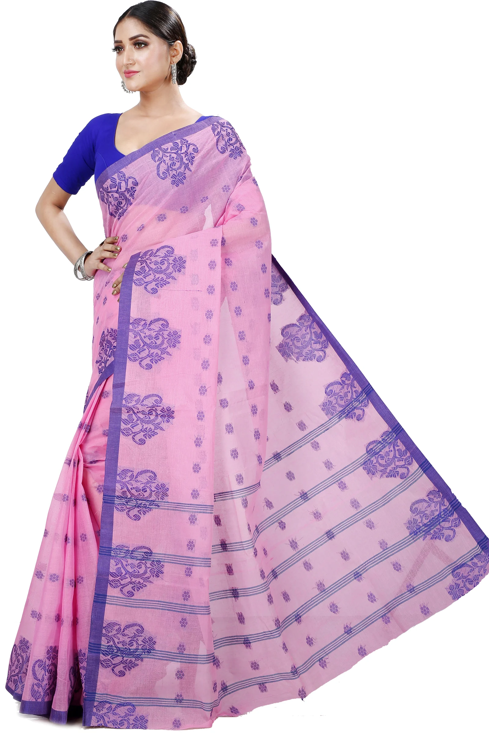 Pink Pure Cotton Botgach Tant Saree (543)