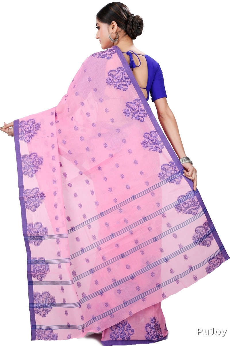 Pink Pure Cotton Botgach Tant Saree (543)