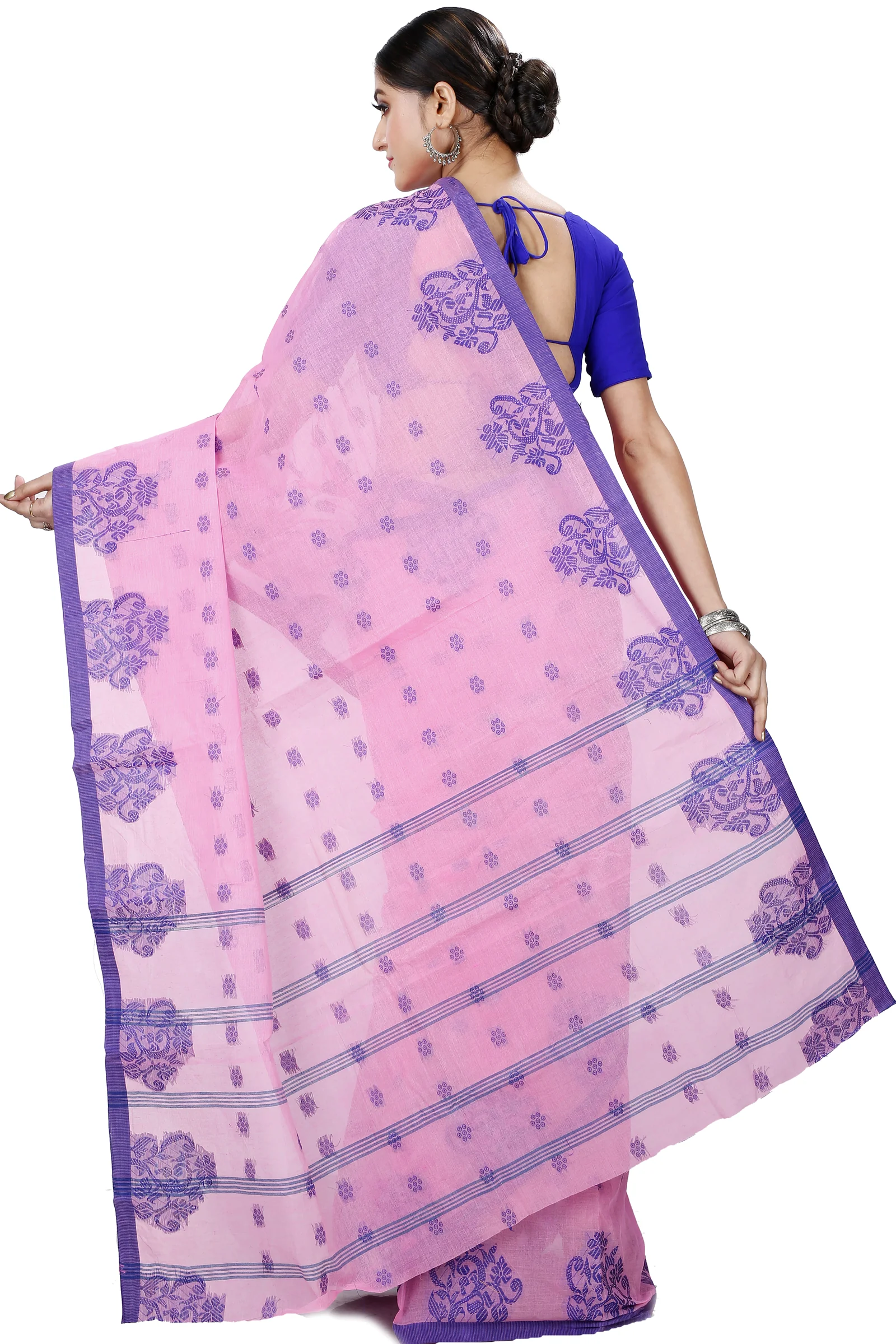 Pink Pure Cotton Botgach Tant Saree (543)