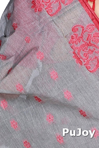 Grey Pure Cotton Botgach Tant Saree (544)