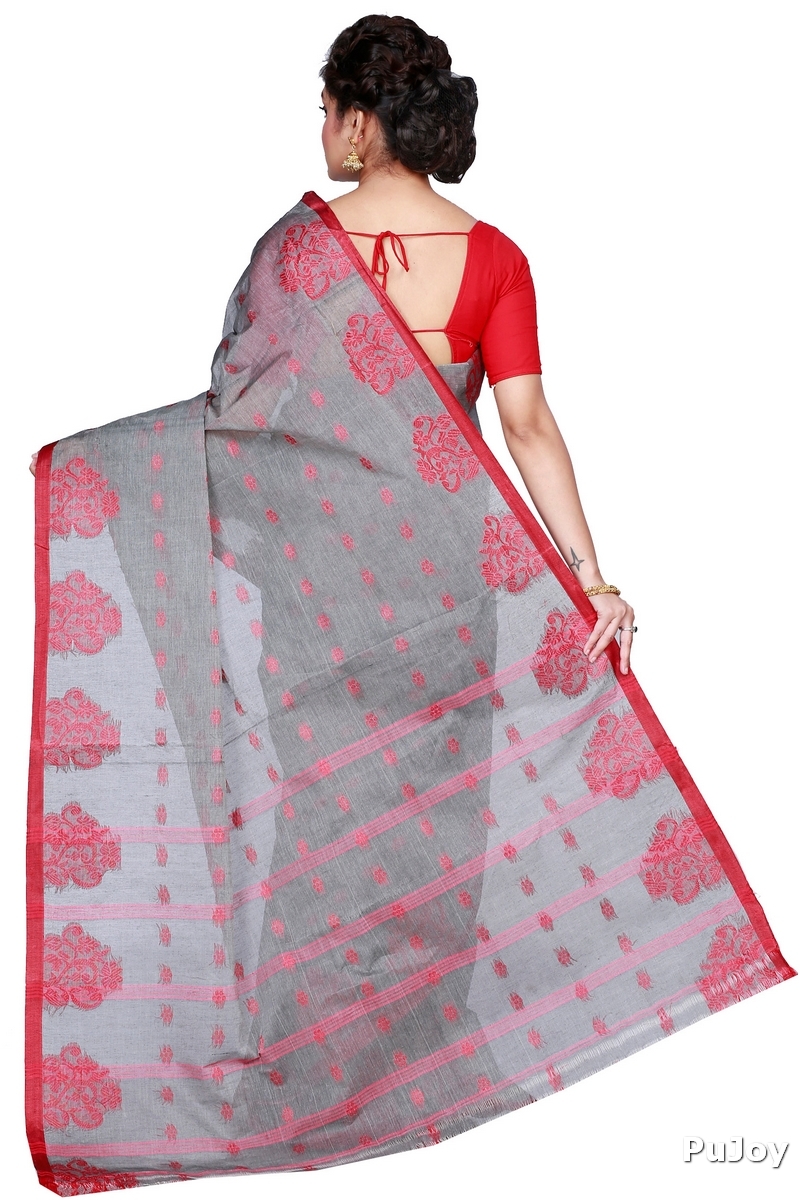 Grey Pure Cotton Botgach Tant Saree (544)