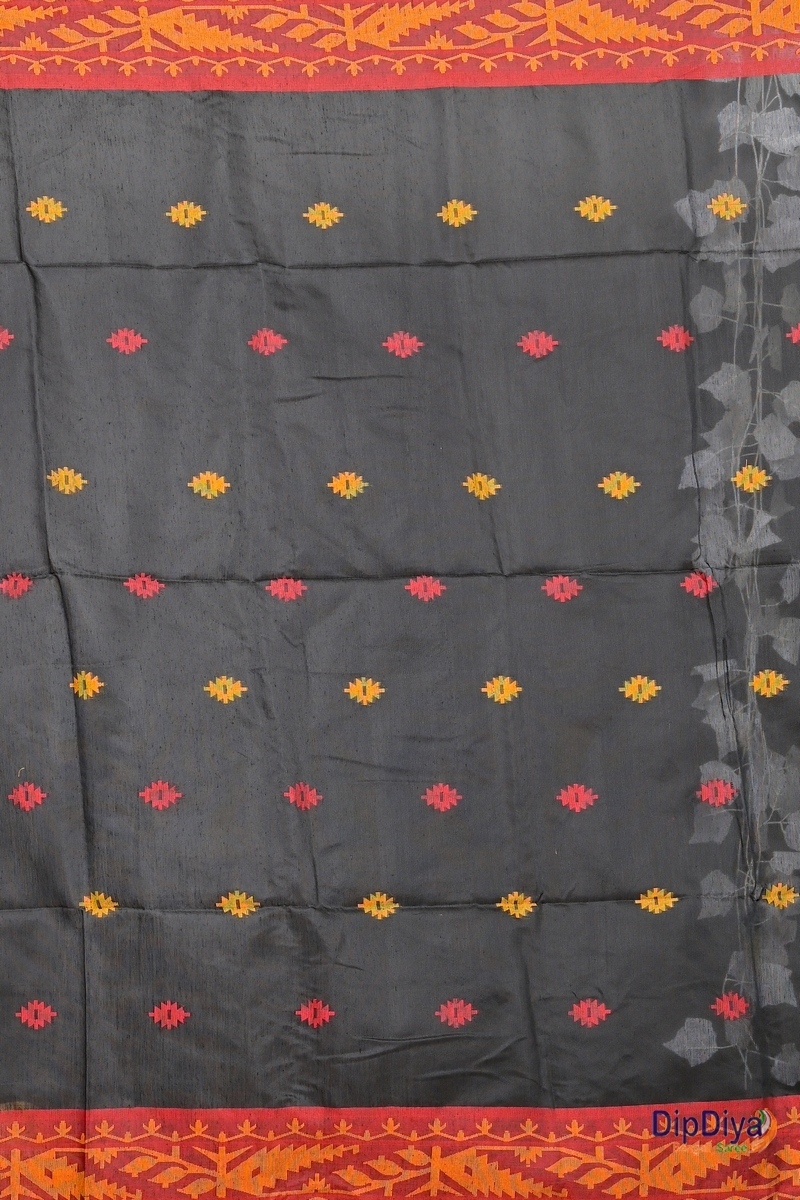 Black Red Cotton Blended Parul Hand Loom Saree (549)
