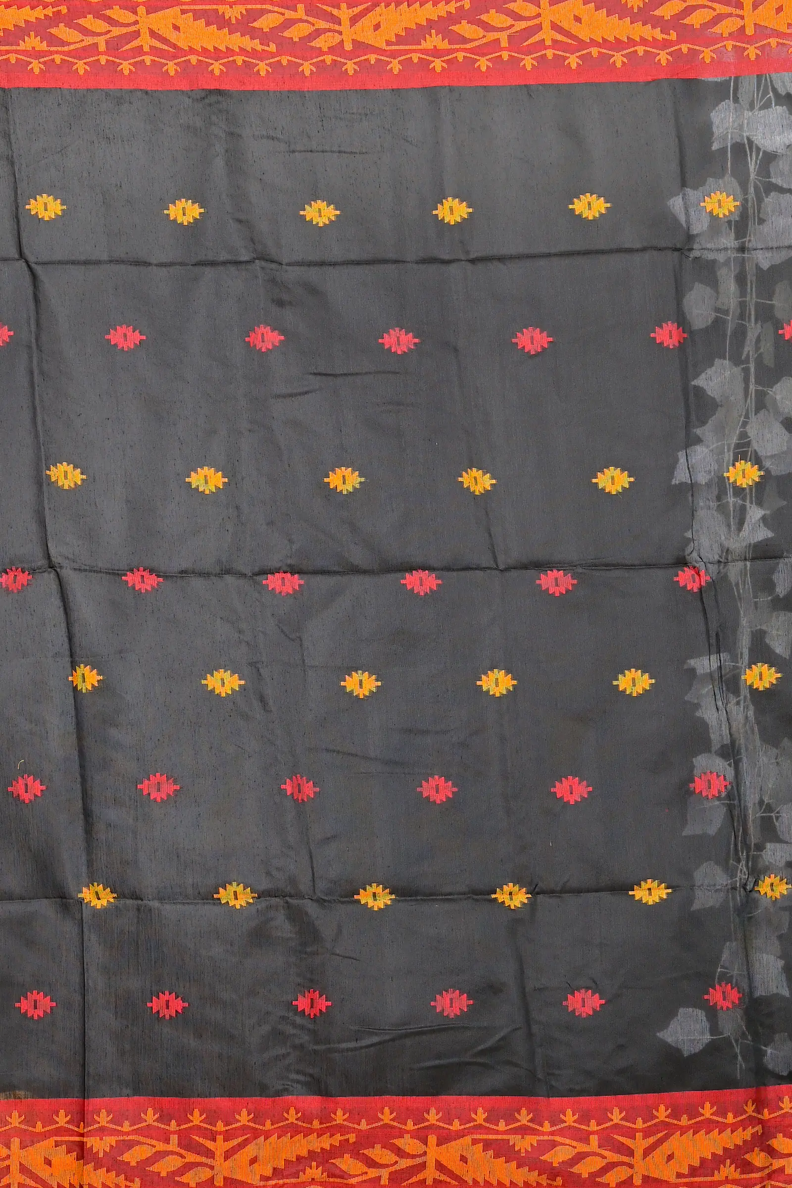 Black Red Cotton Blended Parul Hand Loom Saree (549)