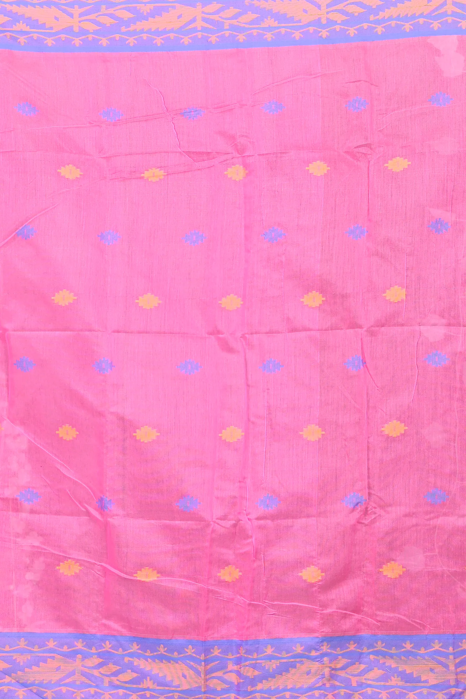 Pink Blue Cotton Blended Parul Hand Loom Saree (552)
