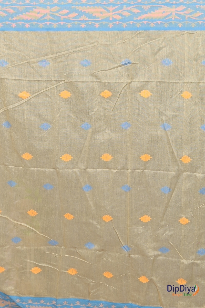 Brown Blue Cotton Blended Parul Hand Loom Saree (553)