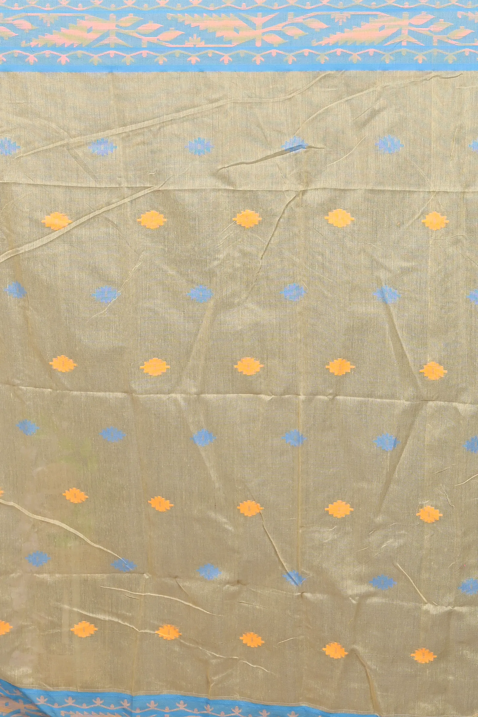 Brown Blue Cotton Blended Parul Hand Loom Saree (553)