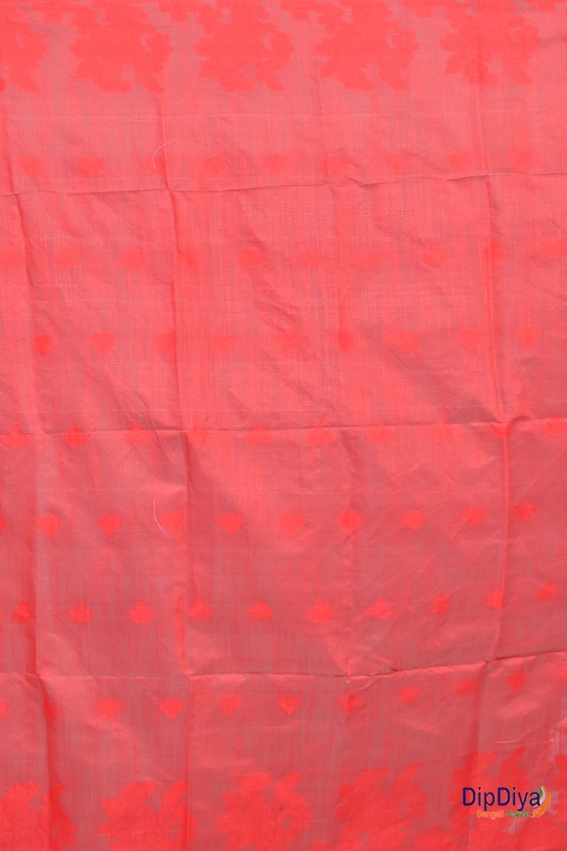 White Red Cotton Blended Parup Hand Loom Saree (554)