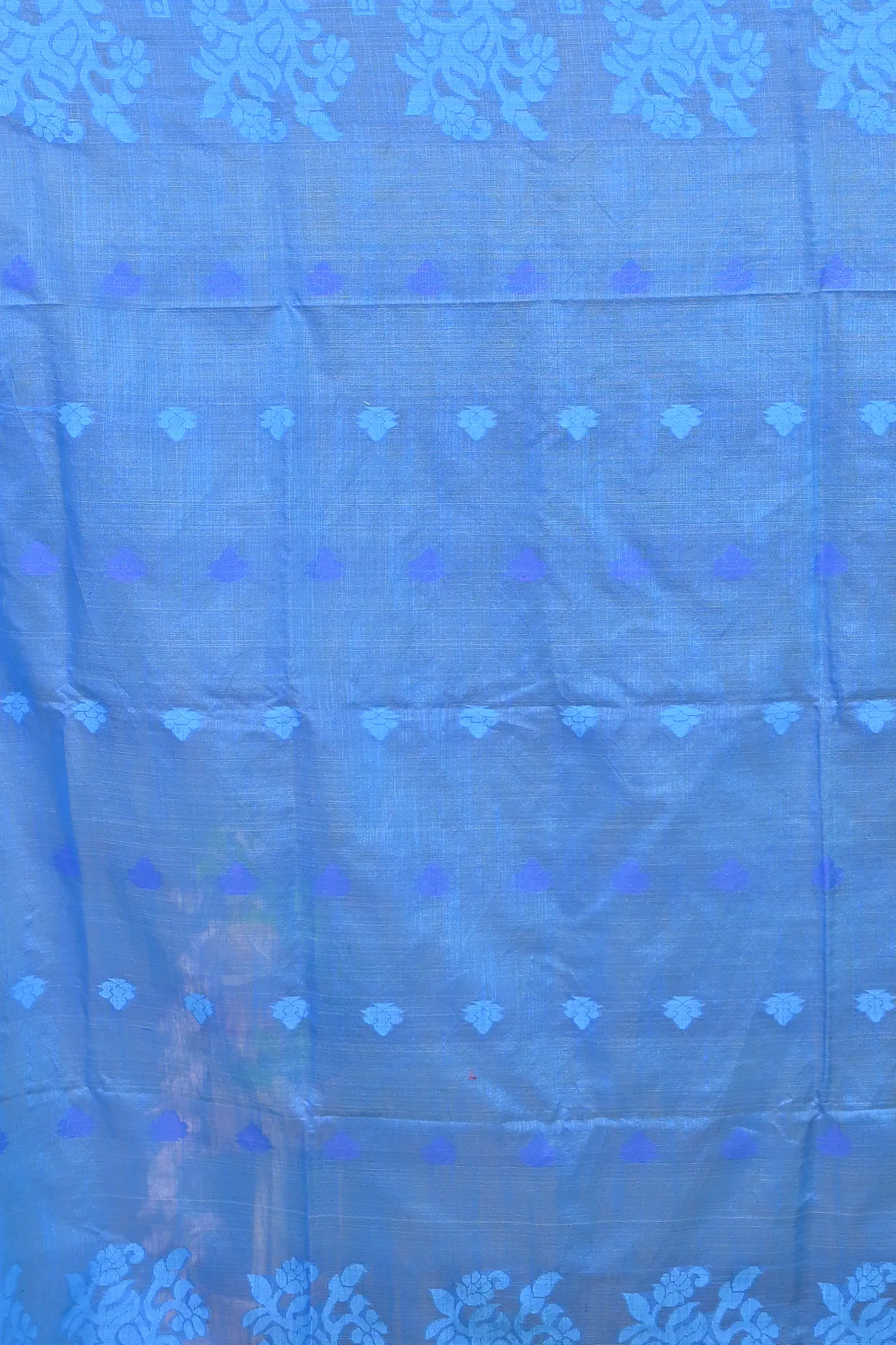 Yellow Blue Cotton Blended Parup Hand Loom Saree (556)