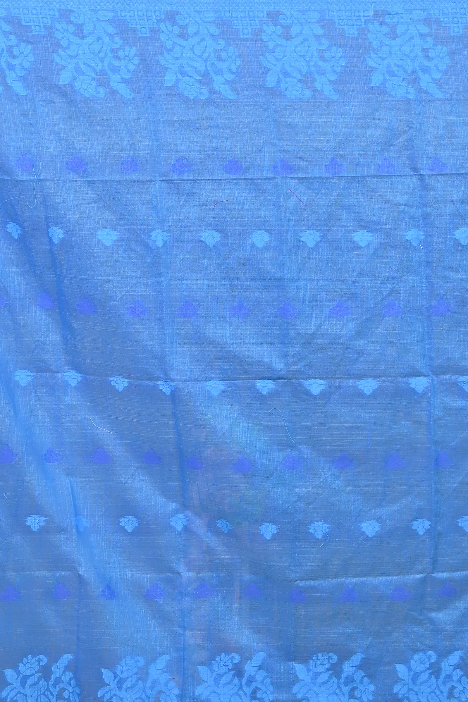 Yellow Blue Cotton Blended Parup Hand Loom Saree (557)