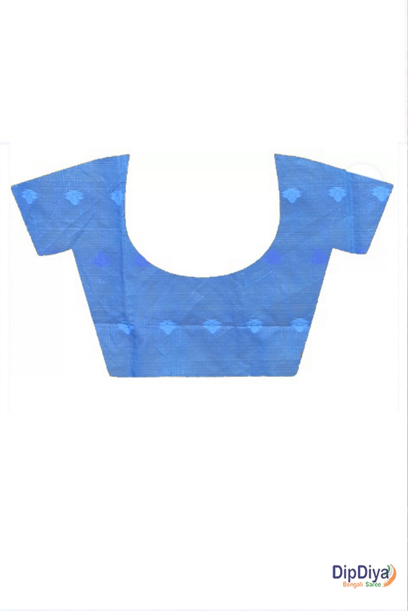 Pink Blue Cotton Blended Parup Hand Loom Saree (558)