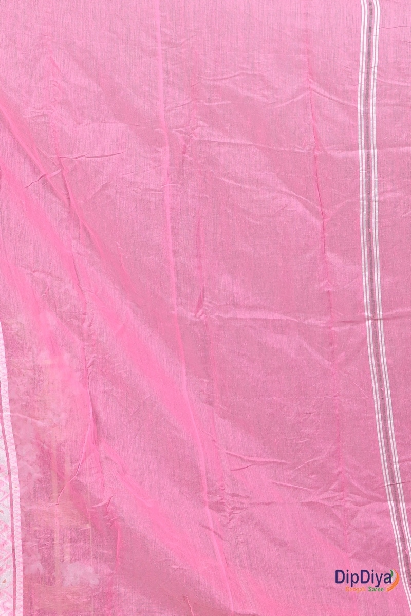 Pink White Cotton Blended Parv Jamdani Saree (560)