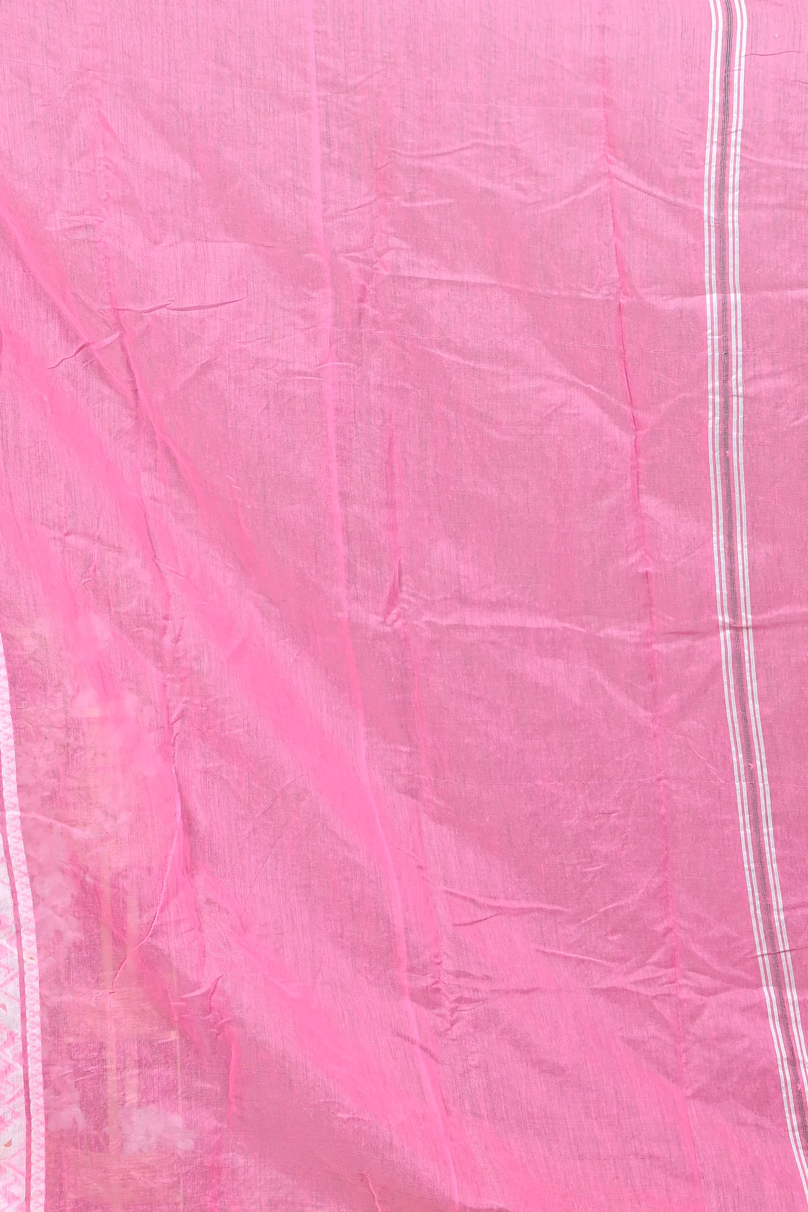 Pink White Cotton Blended Parv Jamdani Saree (560)