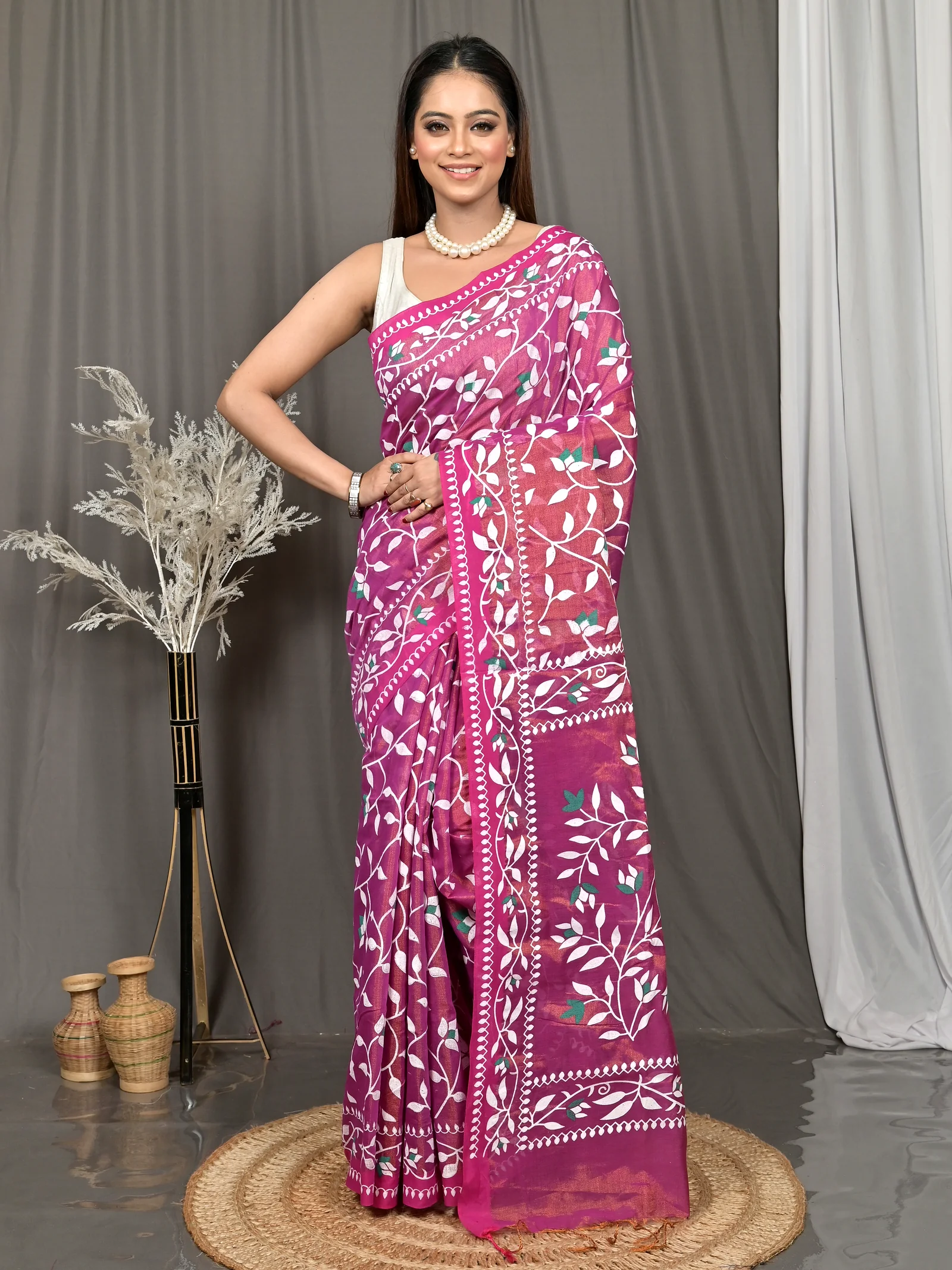 Purpel Cotton Parbun Handloom Saree  (57)