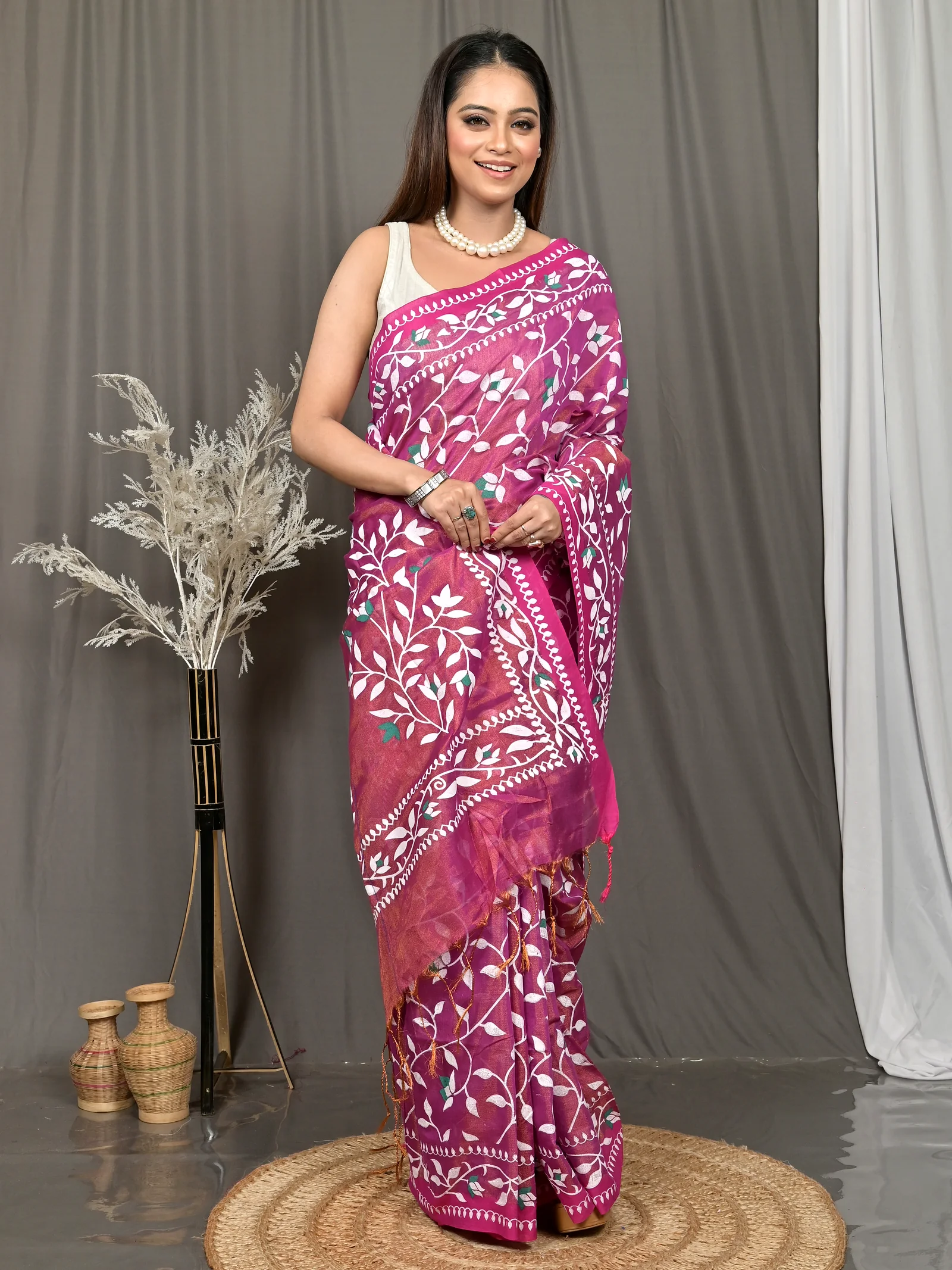 Purpel Cotton Parbun Handloom Saree  (57)