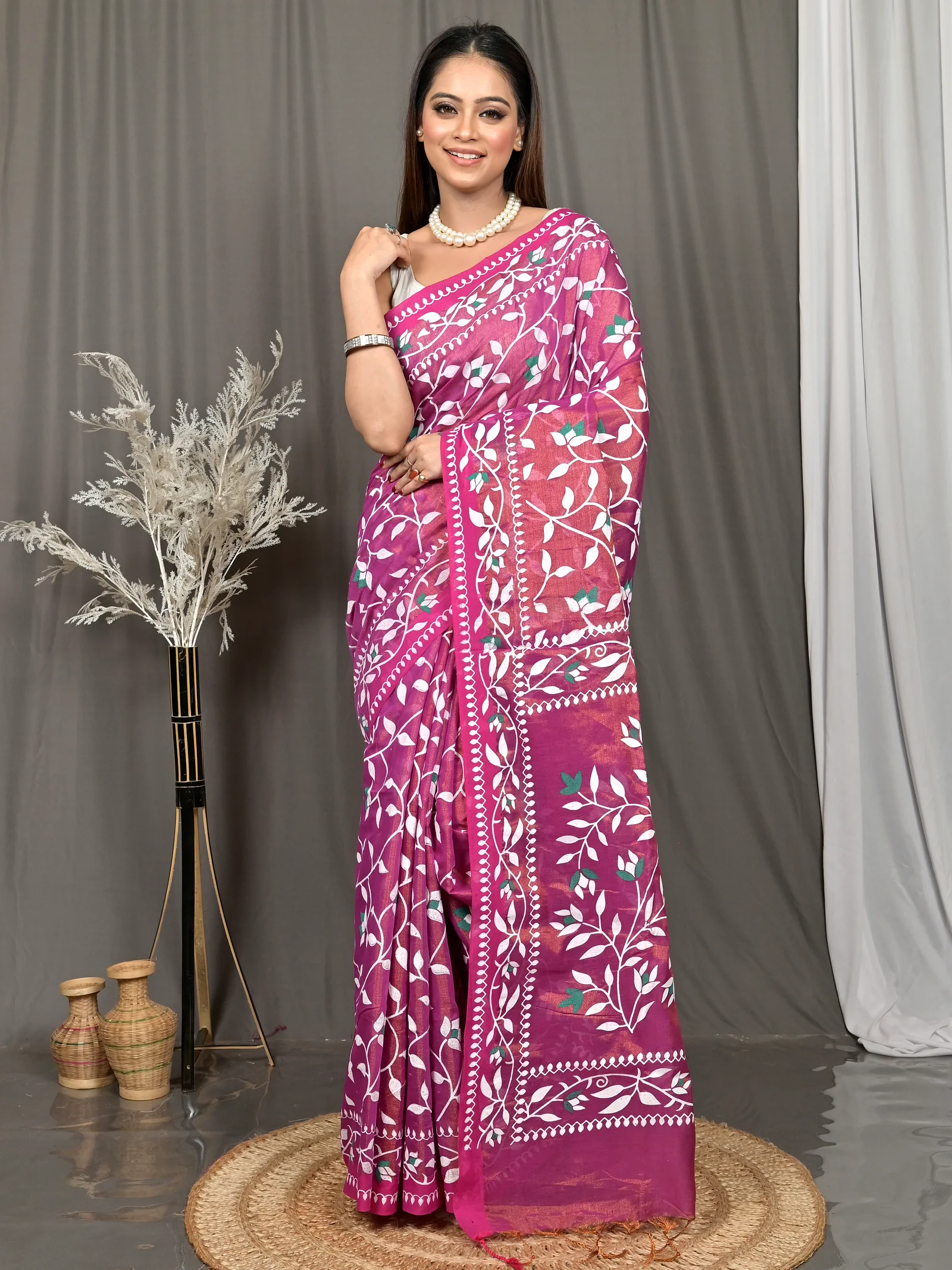 Purpel Cotton Parbun Handloom Saree  (57)