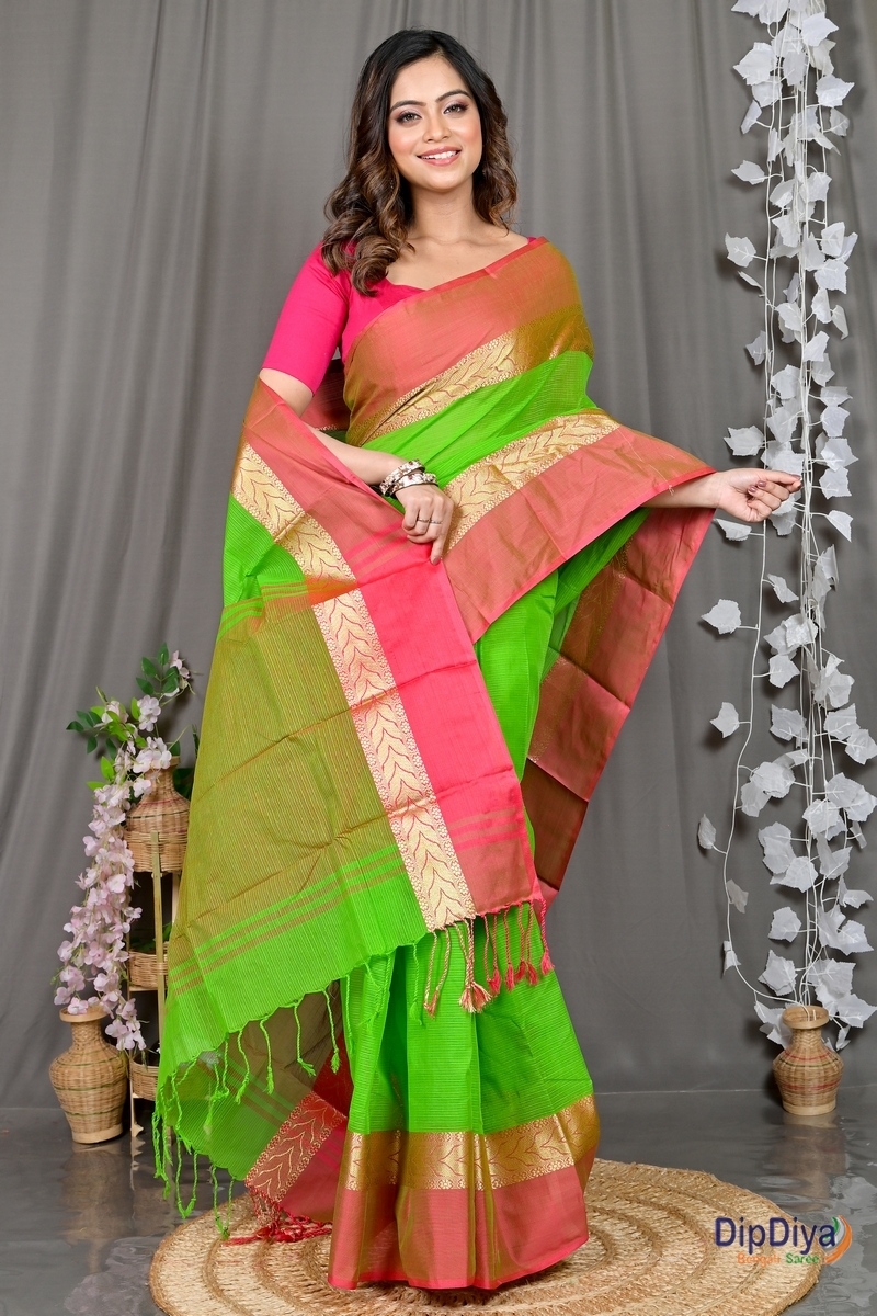 Green Pure Cotton Parvin Tant Saree (578)