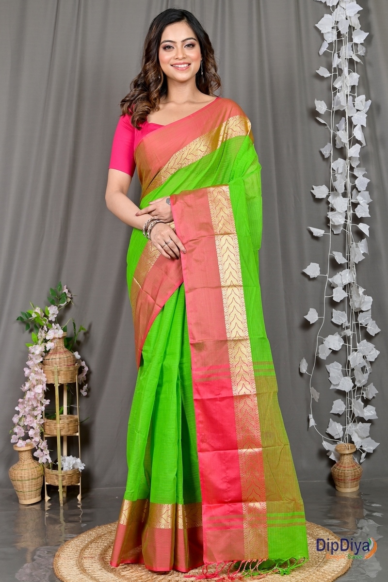 Green Pure Cotton Parvin Tant Saree (578)