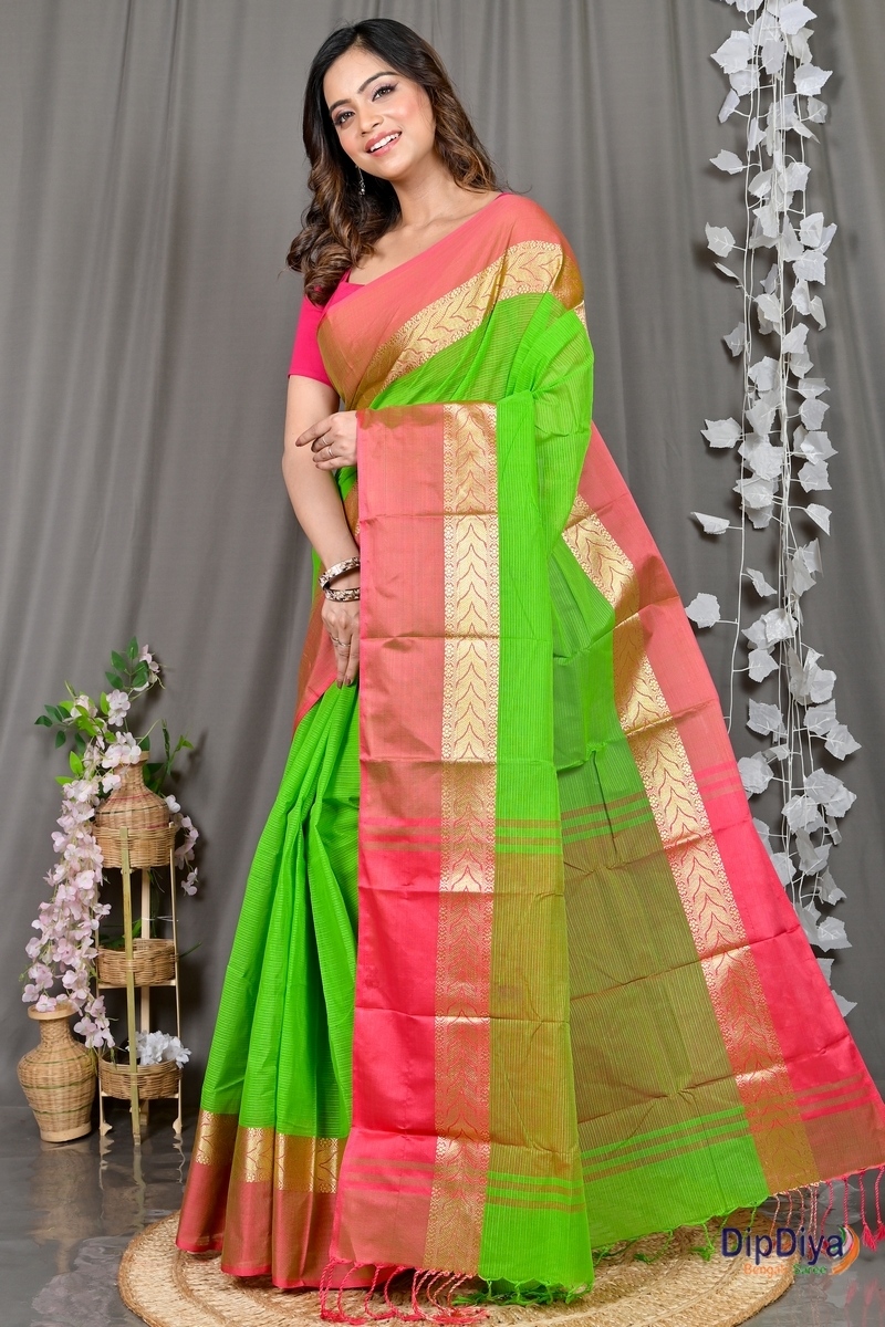 Green Pure Cotton Parvin Tant Saree (578)