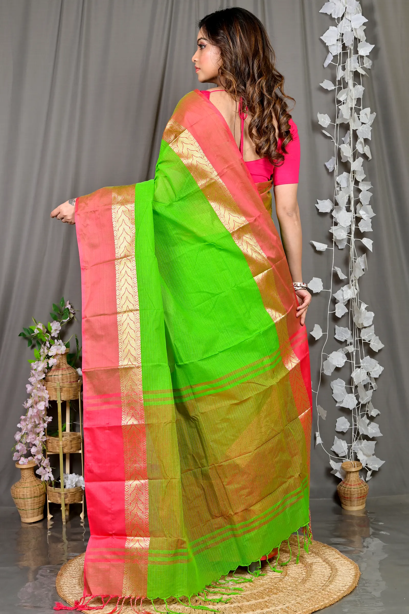 Green Pure Cotton Parvin Tant Saree (578)