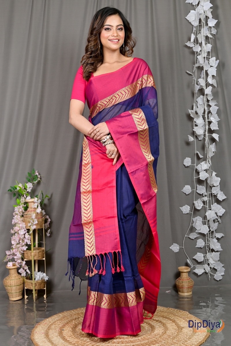 Naby Blue Pure Cotton Parvin Tant Saree (579)