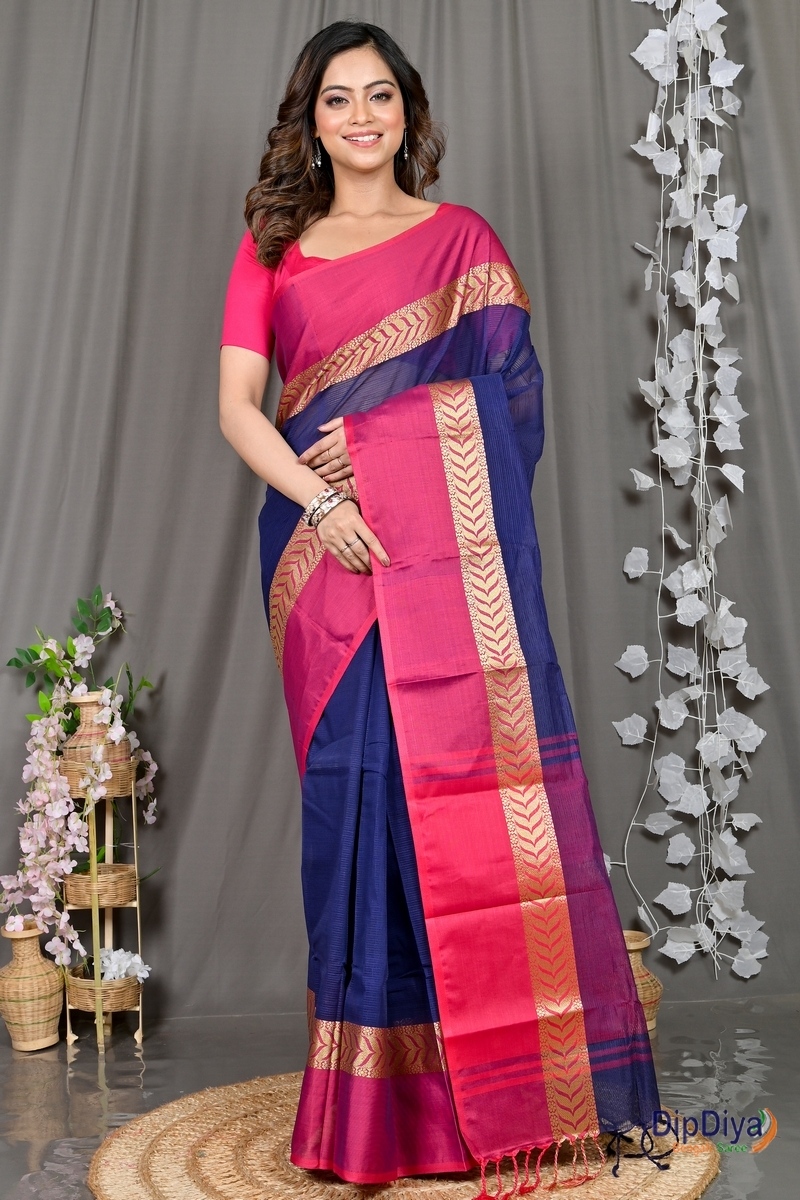 Naby Blue Pure Cotton Parvin Tant Saree (579)