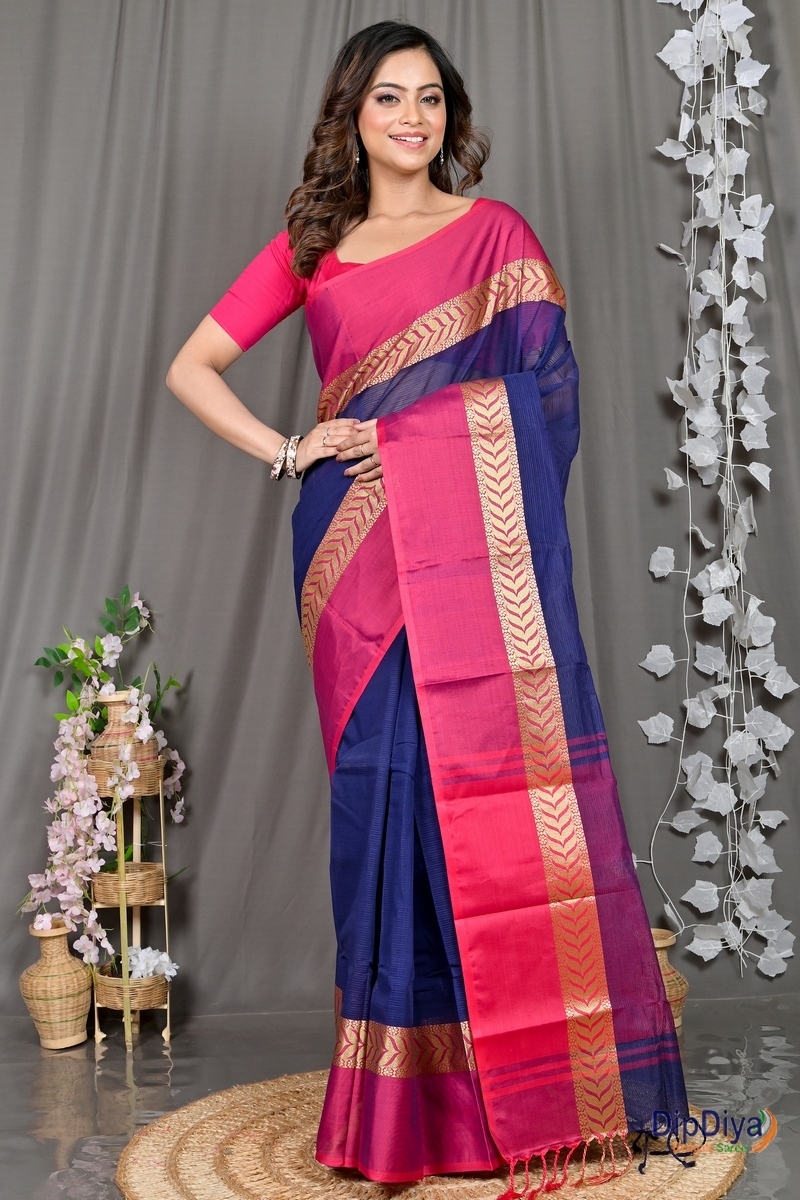 Naby Blue Pure Cotton Parvin Tant Saree (579)