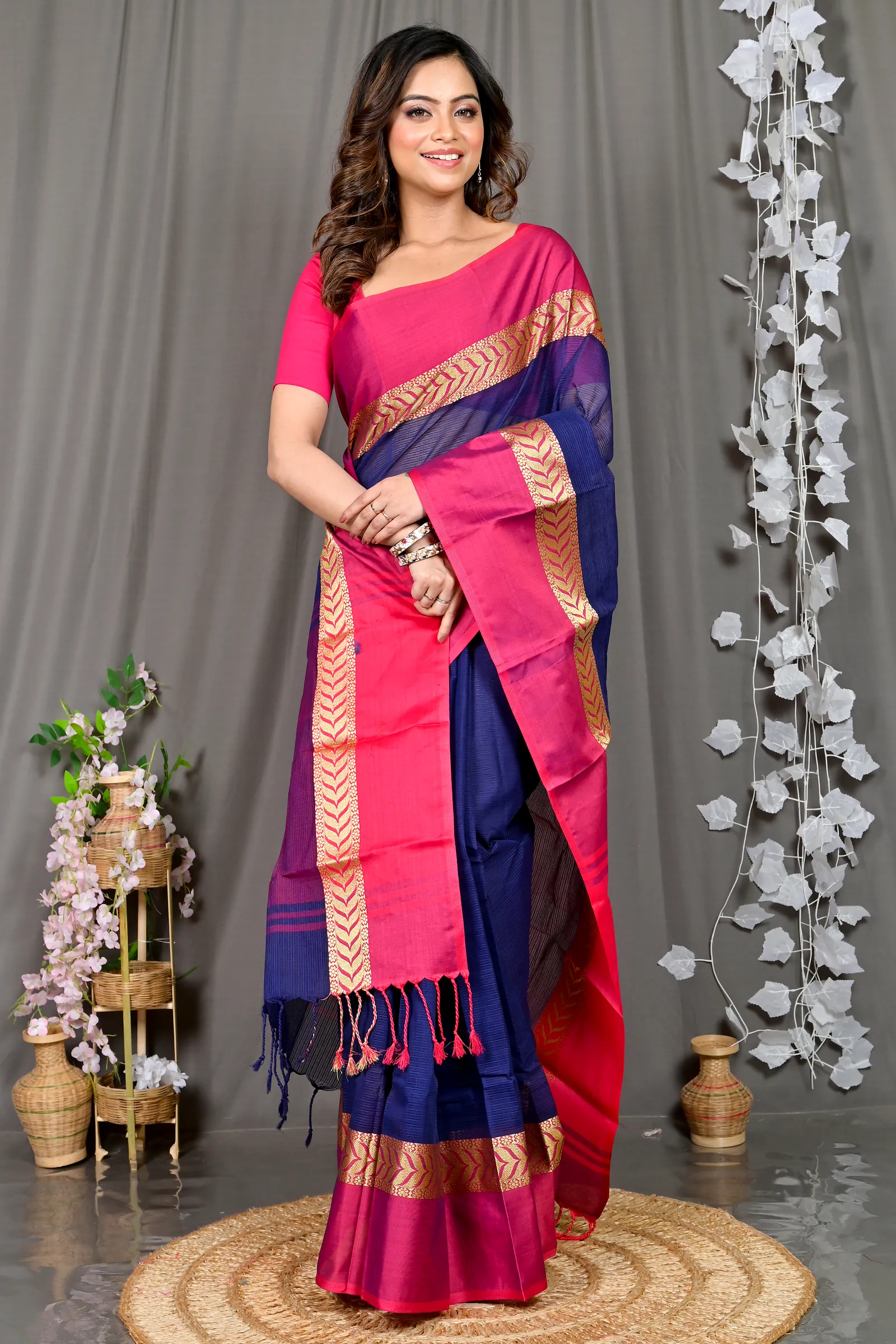 Naby Blue Pure Cotton Parvin Tant Saree (579)