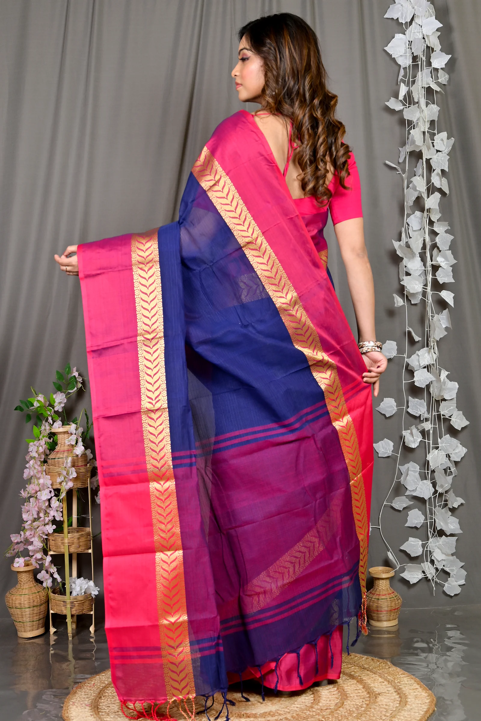 Naby Blue Pure Cotton Parvin Tant Saree (579)