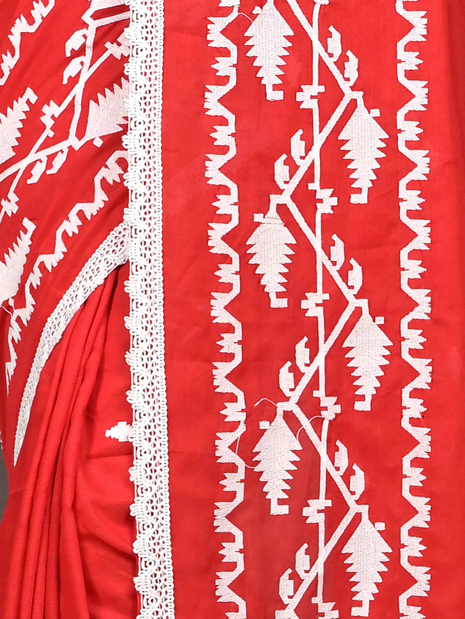 Red Cotton Parepu Handloom Saree  (58)