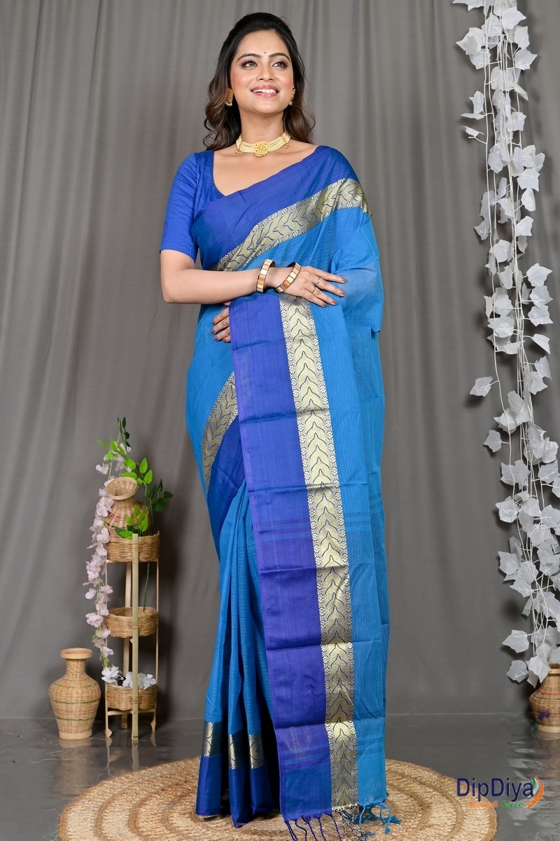 Sky Blue Pure Cotton Parvin Tant Saree (580)