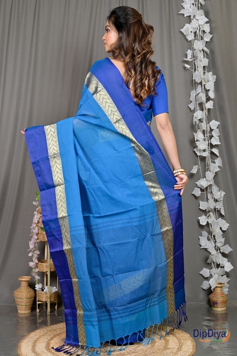 Sky Blue Pure Cotton Parvin Tant Saree (580)