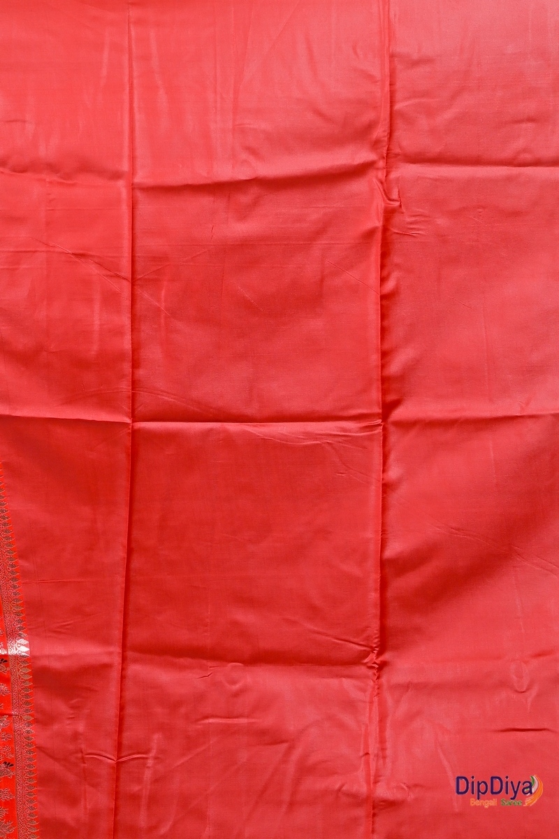 Green Red Cotton Silk Parza Baluchari Saree (581)